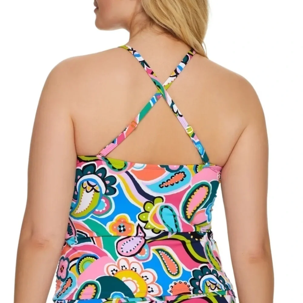 NWT Bleu Rod Beattie Go For Bold High Neck Underwire Tankini Top